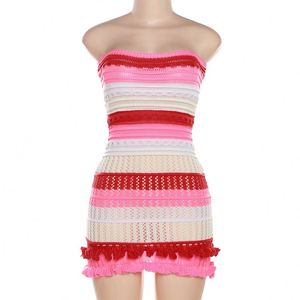 Nieuwe Stijl Grote Kont <span class=keywords><strong>In</strong></span> Strakke Jurk Vrouwen Mini Zomer Trui Casual Jurk Gebreide Bodycon Sexy Strapless Vrouwen Gebreide Jurk - Product Image 5