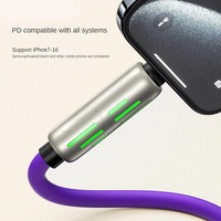 Cable Cargador 4 en 1 de 240W con Indicador de Luz LED Intermitente de 1M, Cables de Silicona Multi USB Tipo C para iPhone