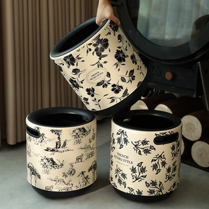 French Retro Style Trash Can 12L Round Wastebasket For Living Room Office Bedroom - Product Image 2
