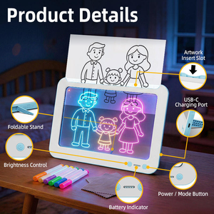 Lavagna Luminosa LED a Prezzo di <span class=keywords><strong>Fabbrica</strong></span>, Tensione 5V, Materiale Acrilico, Lavagna Cancellabile Illuminata per <span class=keywords><strong>Disegno</strong></span> Indoor - Product Image 6