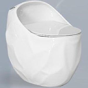 WC monobloc à double chasse et fermeture douce (Couleurs Bleu/Noir/Gris) - Technologie de jet siphonique en céramique gaufrée moderne, sortie au sol en S - Product Image 2