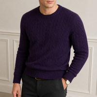 Pull en laine tricoté pour homme style Old Money, col rond torsadé, fabrication sur mesure