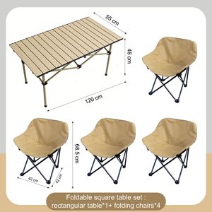 Tavolo e Sedie Pieghevoli Portatili per Picnic, Tavolo da Campeggio in Lega di Alluminio con Quattro Sedie, <span class=keywords><strong>Set</strong></span> Tavolo e Sedie da Campeggio - Product Image 5