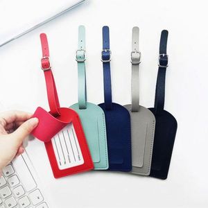 Custom Logo Business Gift Soft Leather <b>Name</b> Luggage <b>Tags</b> Most Popular Travel Suitcase Baggages <b>Tag</b> with Buckle - Product Image 5