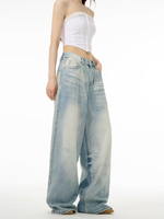 Jean en denim rétro ample et droit à taille basse pour femme, style urbain tendance, vintage, pour couple, été