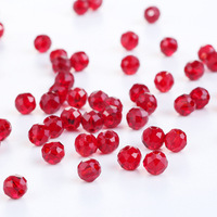 Perles de verre facettées rouges de haute qualité pour la fabrication de bijoux, perles rondes en vrac de 2 mm et 3 mm pour colliers et bracelets DIY