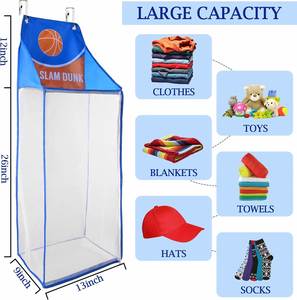 <b>Foldable</b> Mesh Over the Door <b>Laundry</b> <b>Basket</b> Hanging Basketball <b>Laundry</b> Hamper with Zipper - Product Image 5