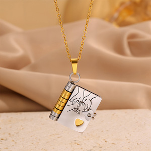 Collier avec pendentif en forme de livre de copieur, style Europe-Amérique, en acier inoxydable unisexe, pour petite fille, explosions transfrontalières - Product Image 6