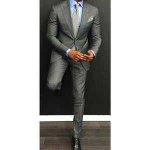 Nuovo Design Classico: Smoking da Sposo Grigio Chiaro con Due Bottoni e Risvolto a Punta, Abito da Testimone per <span class=keywords><strong>Uomo</strong></span> (Giacca+Pantaloni) - Product Image 1