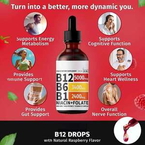 Gouttes de Vitamine B ODM : Vitamine <span class=keywords><strong>B12</strong></span> + <span class=keywords><strong>B6</strong></span> + <span class=keywords><strong>B1</strong></span>, Niacine, Acide Folique – Compléments Énergisants et de Soutien Émotionnel Efficaces pour Renforcer l'Immunité - Product Image 6