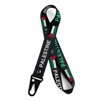 Vente en gros de lanière promotionnelle en polyester lanière drapeau de pays palestinien avec logo personnalisé