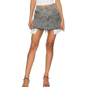 Mùa Hè Thiết Kế Mới Cộng Với Kích Thước Cổ Điển Y2K Mini Denim Váy Femme Cao Eo Phụ Nữ Đôi Eo Denim Váy