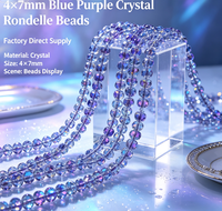 Perles Rondelles en Cristal 4x7mm, Fourniture Directe Usine, Forme de Roue Facettée, Effet AB Aurora Flash, Idéales pour Bracelets, Colliers et Boucles d'Oreilles DIY