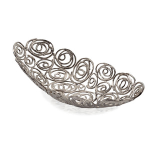 HMS 20 \ "cerchi astratti in alluminio argento e ciotola decorativa ovale oggetti unici per la decorazione della casa - Product Image 2