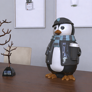 กระปุกกาแฟเรซิ่นรูปสัตว์สุดเก๋ ดีไซน์ทันสมัย รูปเพนกวินสวมหมวก สำหรับตกแต่งบ้านและห้องครัว - Product Image 3