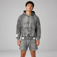 Ensemble de sweats à capuche en molleton personnalisés à marque privée, coupe ample, tie-dye, streetwear, imprimé DTG Kornit vieilli, style universitaire, couleur anthracite