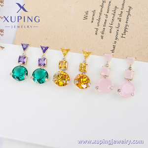 YSearring-1001 xuping de lujo estilo latino americano, joyería mexicana, compromiso de novia, pendientes de tuerca de piedra de color CZ 3A sintética - Product Image 3