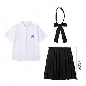 Camisa Blanca de Diseño con Falda Plisada a Cuadros, Venta al por Mayor, Primavera y Otoño, Personalizable, Ropa Deportiva Neutral para Estudiantes de Secundaria - Product Image 6