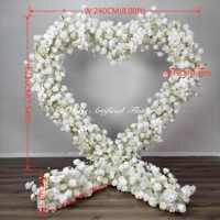 Arche florale en forme de cœur DKB Wholesale avec support, fond de scène en roses artificielles pour la décoration de mariage