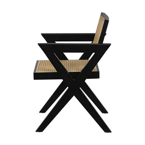 KirKasa Modern Armrest Dining Chair Solid Wood Rattan Chair For Restaurant Kitchens Manufacturer Supply