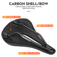 Selle de vélo en carbone TOSEEK respirante et ventilée, ajustement universel, rail en cuir, accessoire de cyclisme VTT et route pour longues distances