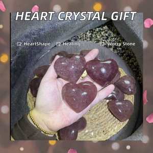 HY Crystals Pierres de paume polies de guérison, en forme de cœur, en quartz fraise, pierres anti-stress pour massage du pouce, thème amour, cadeau en cristal - Product Image 2