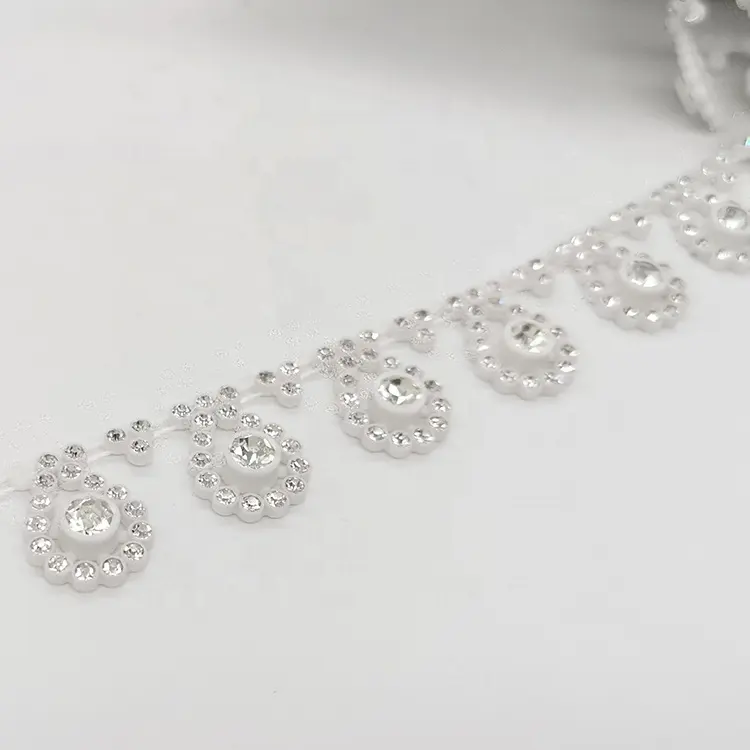 แฟชั่น One แถว Ss6 Ss8 Teardrop Transfer คริสตัล Rhinestone หินตกแต่งแถบ Strass ห่วงโซ่