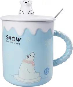 Blue Bear Mugs Cute Ceramic Mugs Cup orso polare per le donne san valentino