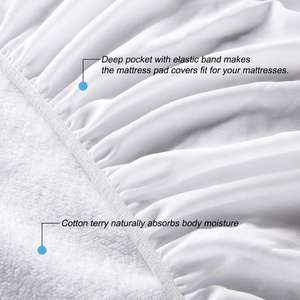 Protecteur de matelas en tissu éponge, taille Queen, blanc, imperméable, silencieux, anti-acariens, hypoallergénique, housse de matelas anti-punaises de lit - Product Image 6