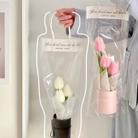 Sac à main fleuri pour la Saint-Valentin, sac à roses transparent, design floral, sacs en plastique pour cadeau