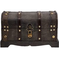 Coffre au trésor de pirate en bois et métal durable et écologique Design vintage avec serrure avant Boîte à souvenirs suspendue au mur