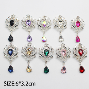 5 pçs/saco 6*3.2cm Cristal Do Vintage Gota Broche Rhinestone Flor Fivela Vestuário Collar Xaile Acessórios - Product Image 4