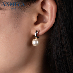 Oecchino con cerchio di perle in argento 925 10mm antiallergico S925 orecchini con perno di perle d'acqua dolce in argento Sterling - Product Image 6