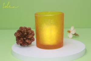 Custom Decoration Professional Manufacturer Iced Effect the Best China Cracking <b>Spray</b> Generous Green Colour 7oz Glass Candle Jar - Product Image 4