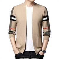 Bequemer, atmungsaktiver Strick-Cardigan aus Polyester/Nylon mit Einzelknopfverschluss für Herren – perfekt für entspannte Stunden zu Hause und den Wochenendurlaub