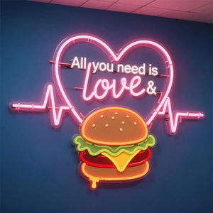 Enseigne lumineuse LED pour magasin personnalisé Logo d'entreprise Led Hamburger Décoration murale Hamburger Led Alimentaire Néon pour publicité - Product Image 4