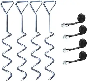 Spiral ground anchor kit dog tie out trampoline anchors stakes swing set down portable basketball goal spiraled grounds pin hook