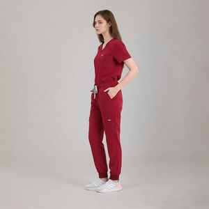 Conjuntos de Uniformes Médicos, Cuello en V, Manga Corta, Pantalones Jogger, Múltiples Bolsillos, 62% Rayón, 32% Nailon, 6% Elastano, Tela Elástica - Product Image 2