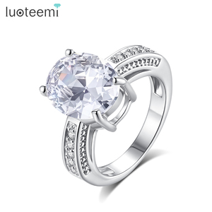 LUOTEEMI gioielli di moda coppia fedi nuziali un taglio ovale CZ zircone Vintage CZ anelli di fidanzamento - Product Image 1