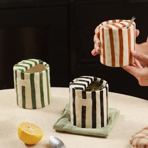 Striped Travel <strong>Mug</strong> Handmade Ceramic to Go Hand Painted Tumbler <strong>Coffee</strong> Cup Sip <strong>Mug</strong> Mother's Day Gift for Her - Product Image 3