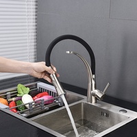 Robinet de cuisine moderne en cuivre, mélangeur d'eau chaude et froide, tuyau en silicone en laiton, pulvérisateur extractible, robinets d'évier de cuisine