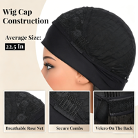 Perruque bandeau sans colle en gros, 22 pouces, ondulée, densité 180%, effet dégradé # Fibre résistante à la chaleur noire naturelle 1B prête à être expédiée