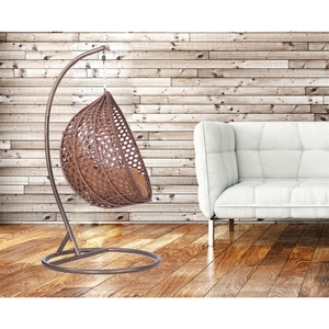 Sedia Sospesa Moderna a Forma di Uovo con Rattan PE, <span class=keywords><strong>Altalena</strong></span> Ondulata, Cesto Oscillante per Arredamento <span class=keywords><strong>da</strong></span> <span class=keywords><strong>Giardino</strong></span> e Patio - Product Image 2