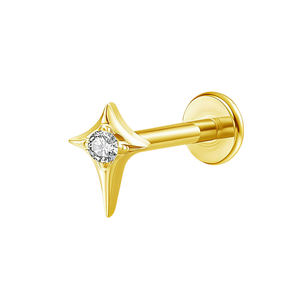 Piercing Labret en Titane ASTM F136 G23 à Filetage Interne avec Zircon Cubique Marquise pour Hélix, Tragus et Cartilage - Product Image 5