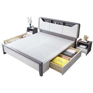 <b>White</b> Solid Wood 1.8m <b>Double</b> <b>Bed</b> Modern Minimalist Storage High Box Bedroom Furniture - Product Image 4