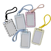 Porte-cartes de visite mignon Kawaii de 3 pouces, porte-clés en ABS sans fermeture, étui pour badge d'identification, pochette pour carte de repas, protège-passe de bus