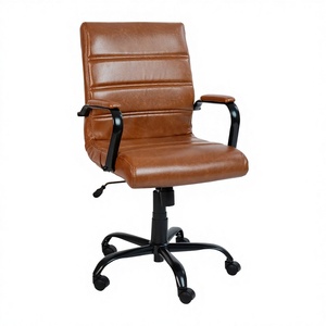For Whitney Mid-Back Leather Executive Swivel <b>Office</b> <b>Chair</b> <b>with</b> Black Frame and Swivel <b>Arms</b> - Product Image 3