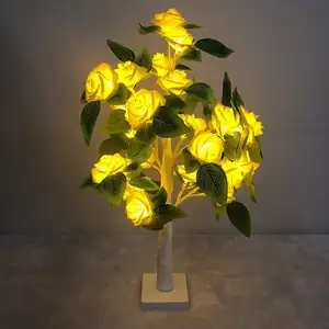 Leuchtender Baum Weiße Rote Rose Blumen simulation Valentinstag Hochzeit Thanksgiving Day Schlafzimmer Dekorative Tisch lampe