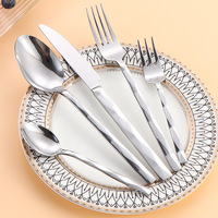 Ensemble de couverts de luxe en acier inoxydable poli miroir, finition brillante or et argent, pour mariages et restaurants, réutilisable et compatible lave-vaisselle
