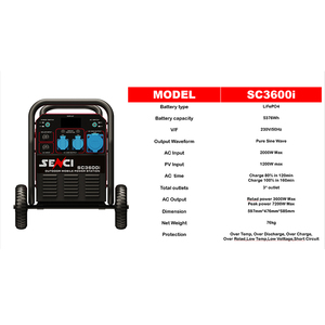 Station d'alimentation portable Senci Factory Supply 3600w, générateur solaire pour usage domestique, industriel et d'urgence, SC3600i 3600w 5376Wh, extérieur - Product Image 6